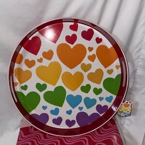 Prima Designs 15 “ Rainbow Hearts Metal Serving Tray Valentines Day